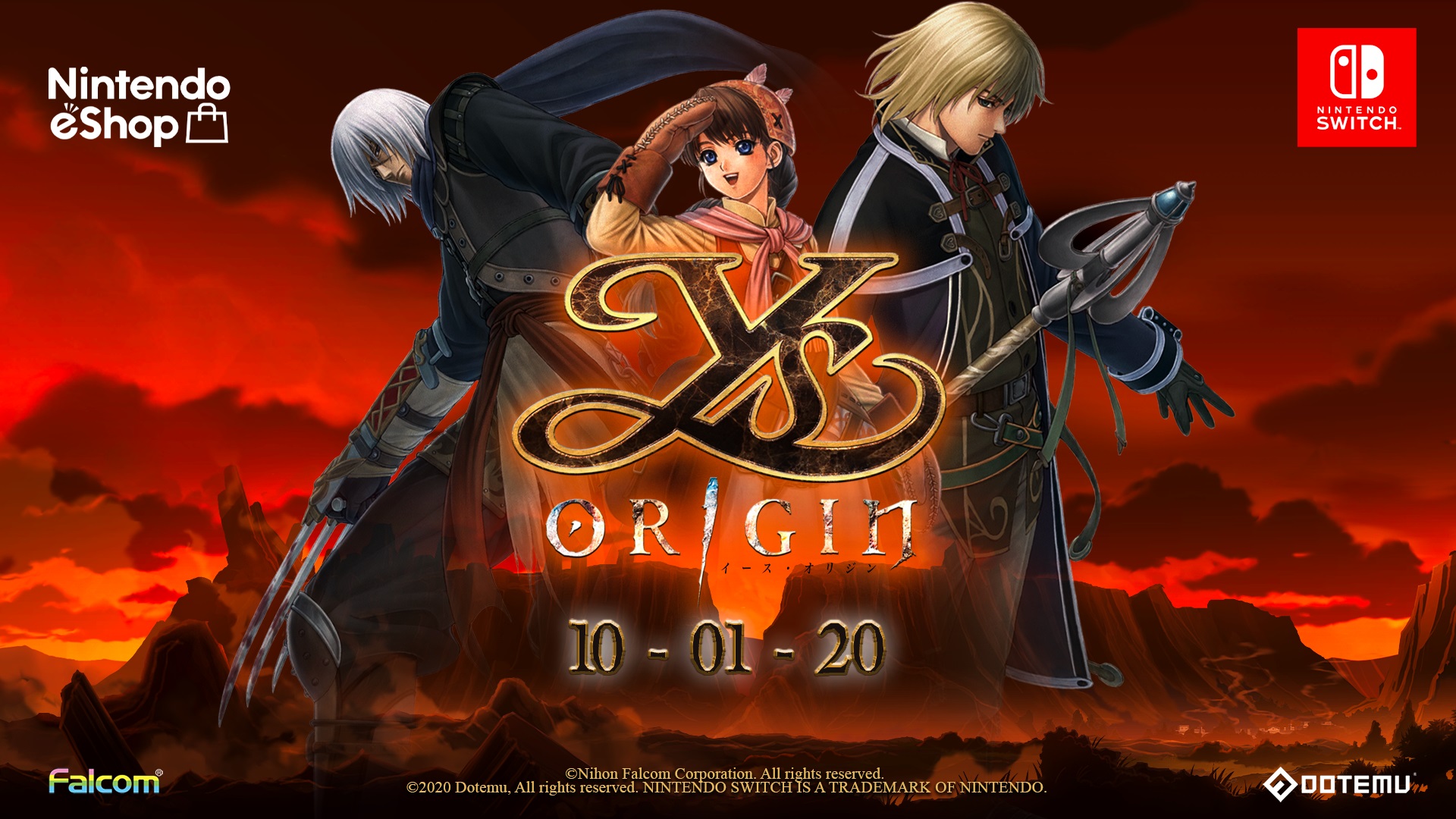 Ys Origin will hit the Nintendo Switch on October 1st!