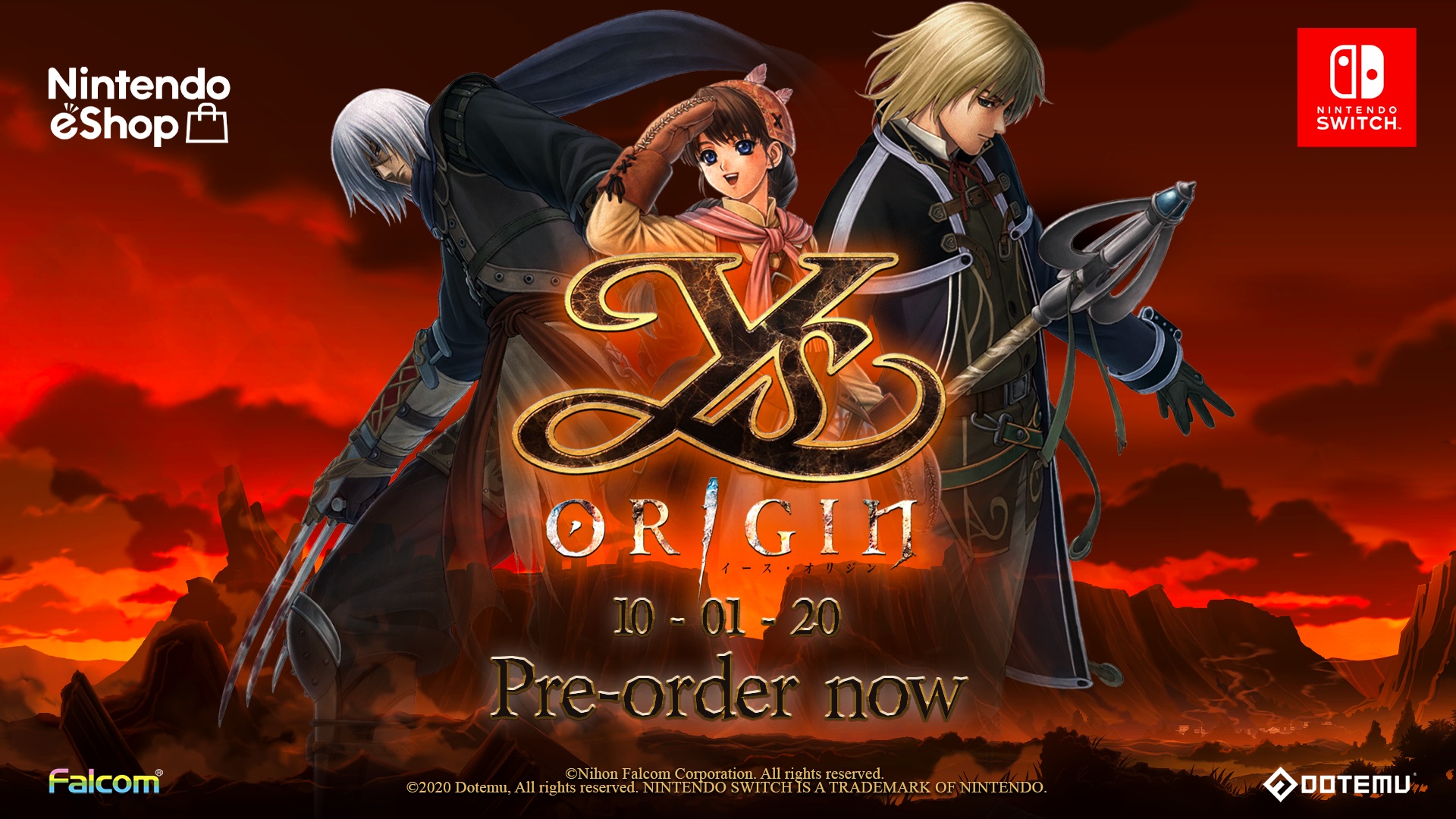 You can now pre-order Ys Origin on Nintendo Switch!