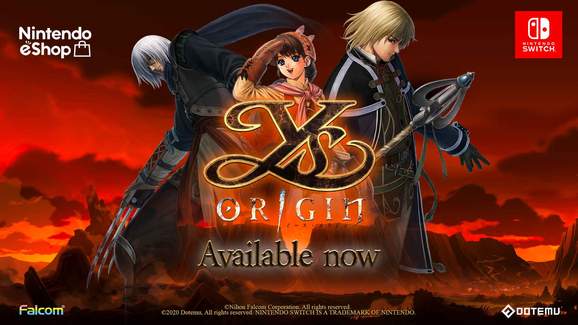 Ys Origin is now available on Nintendo Switch!